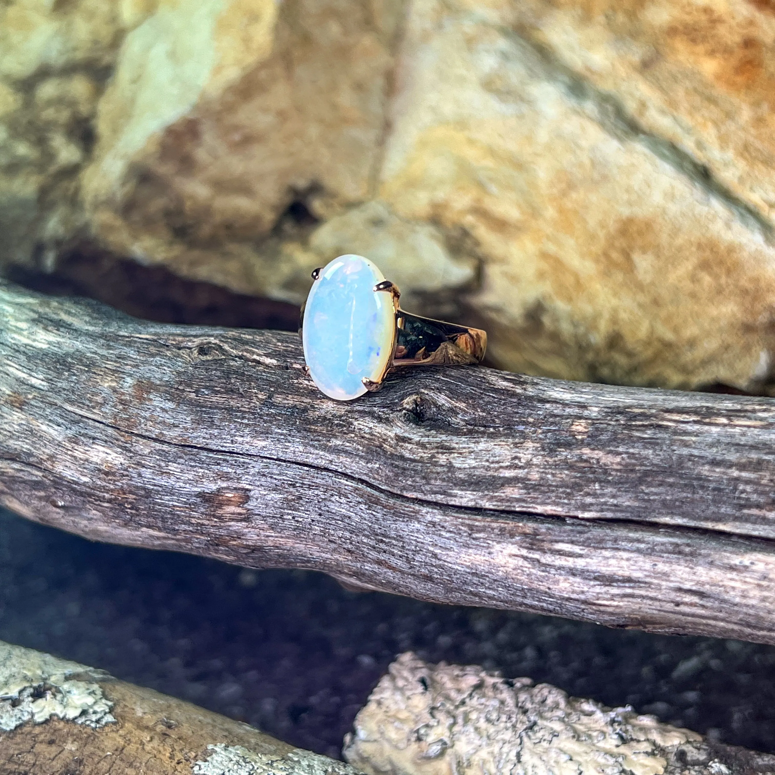 Rose Gold Plated sterling silver solitaire ring