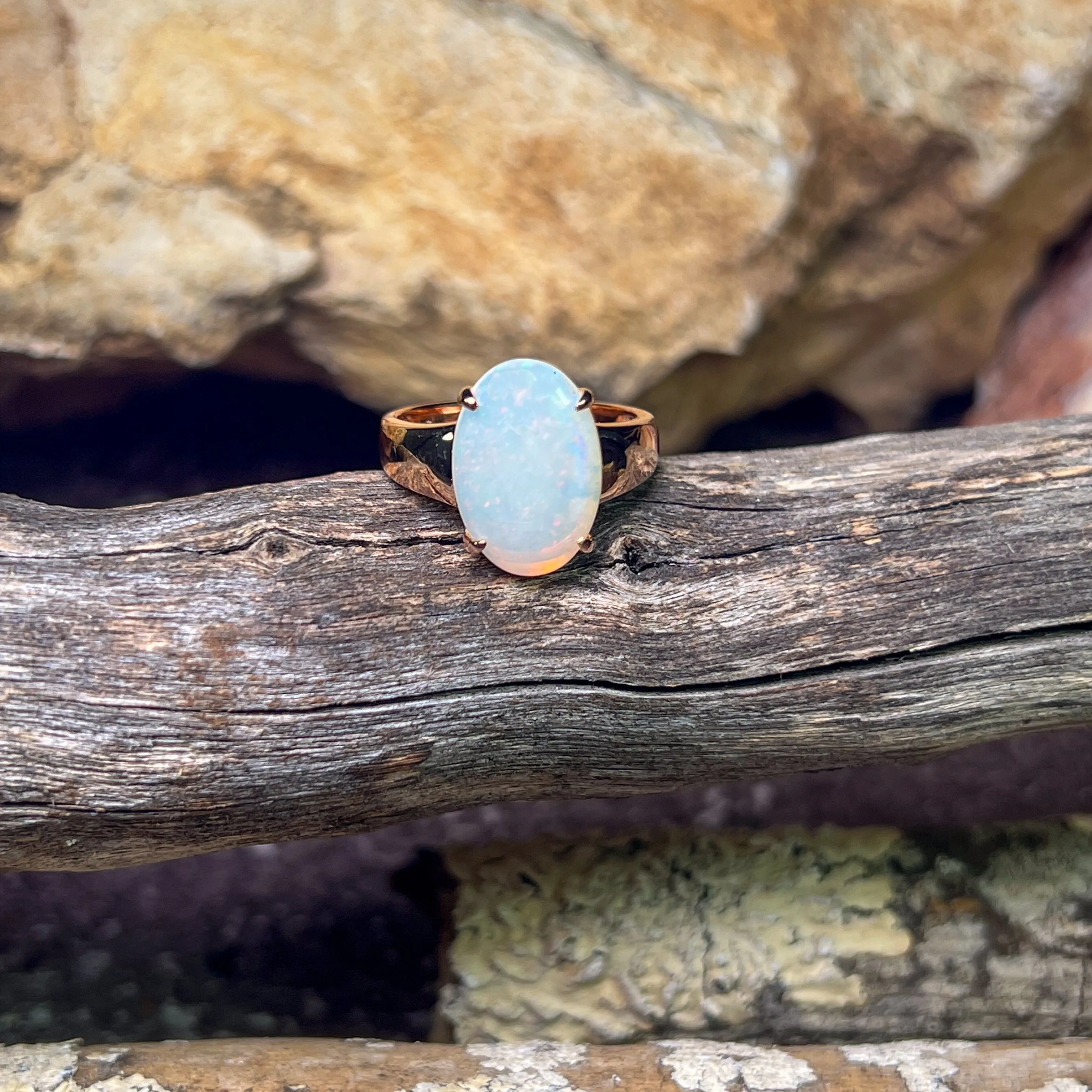 Rose Gold Plated sterling silver solitaire ring