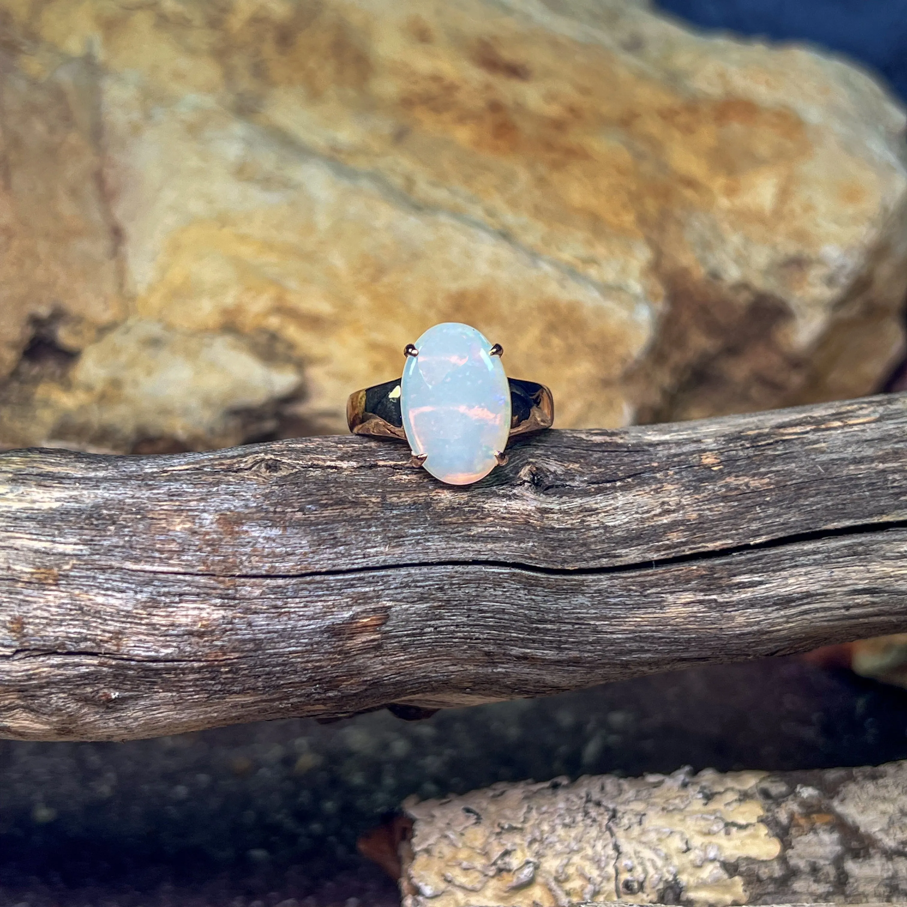 Rose Gold Plated sterling silver solitaire ring