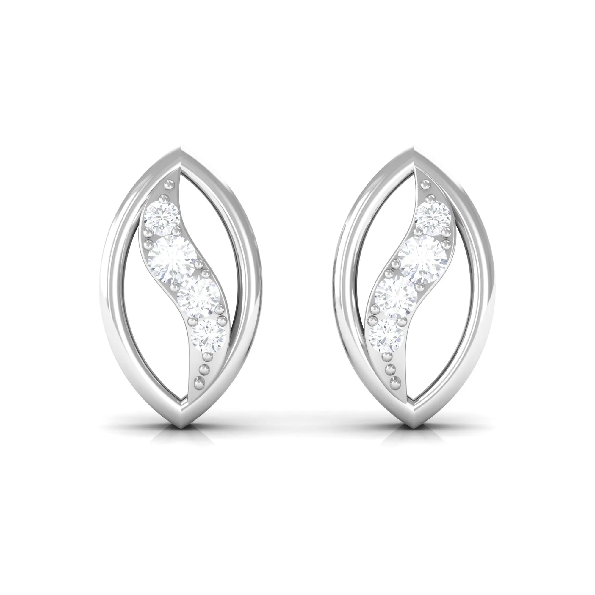 Round Cut Natural Diamond Petal Stud Earrings