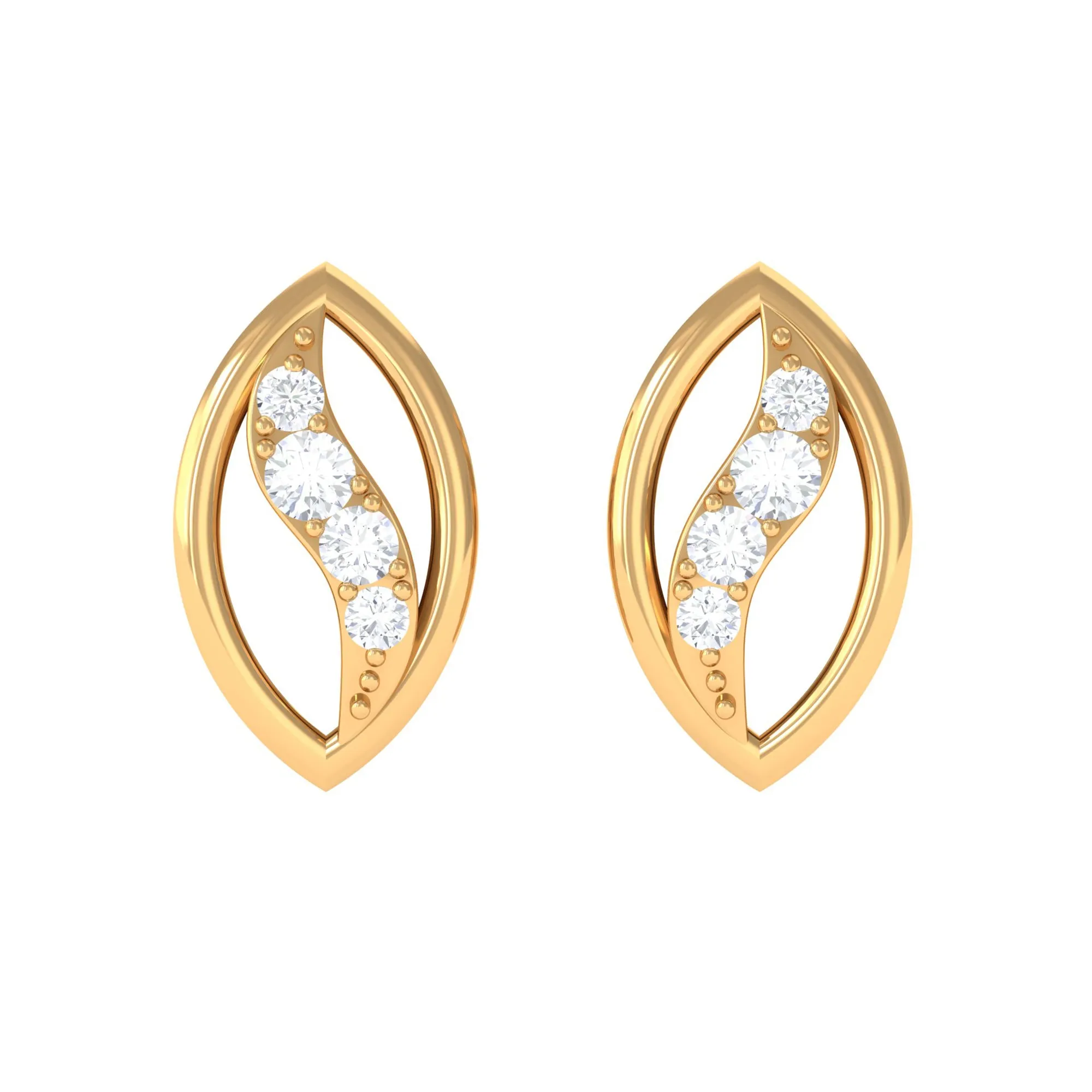 Round Cut Natural Diamond Petal Stud Earrings