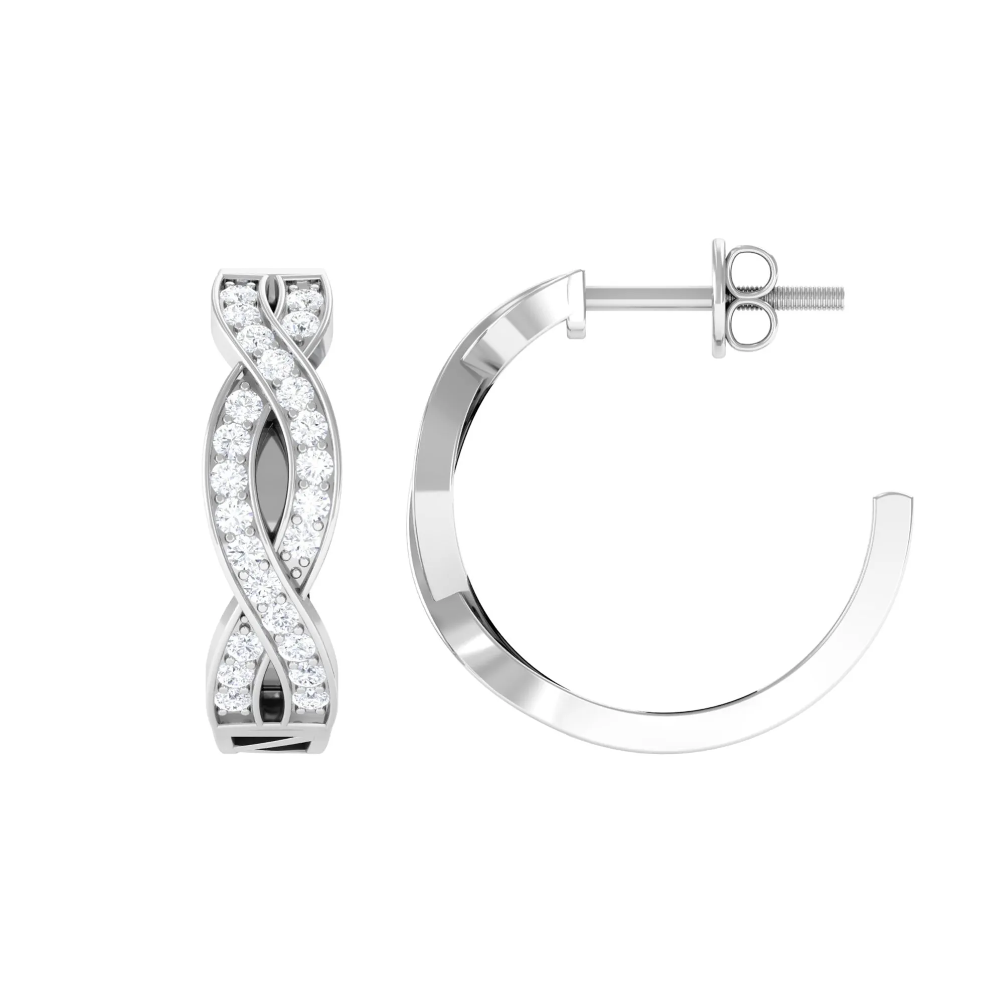 Round Diamond Infinity Hinged Hoop Earrings