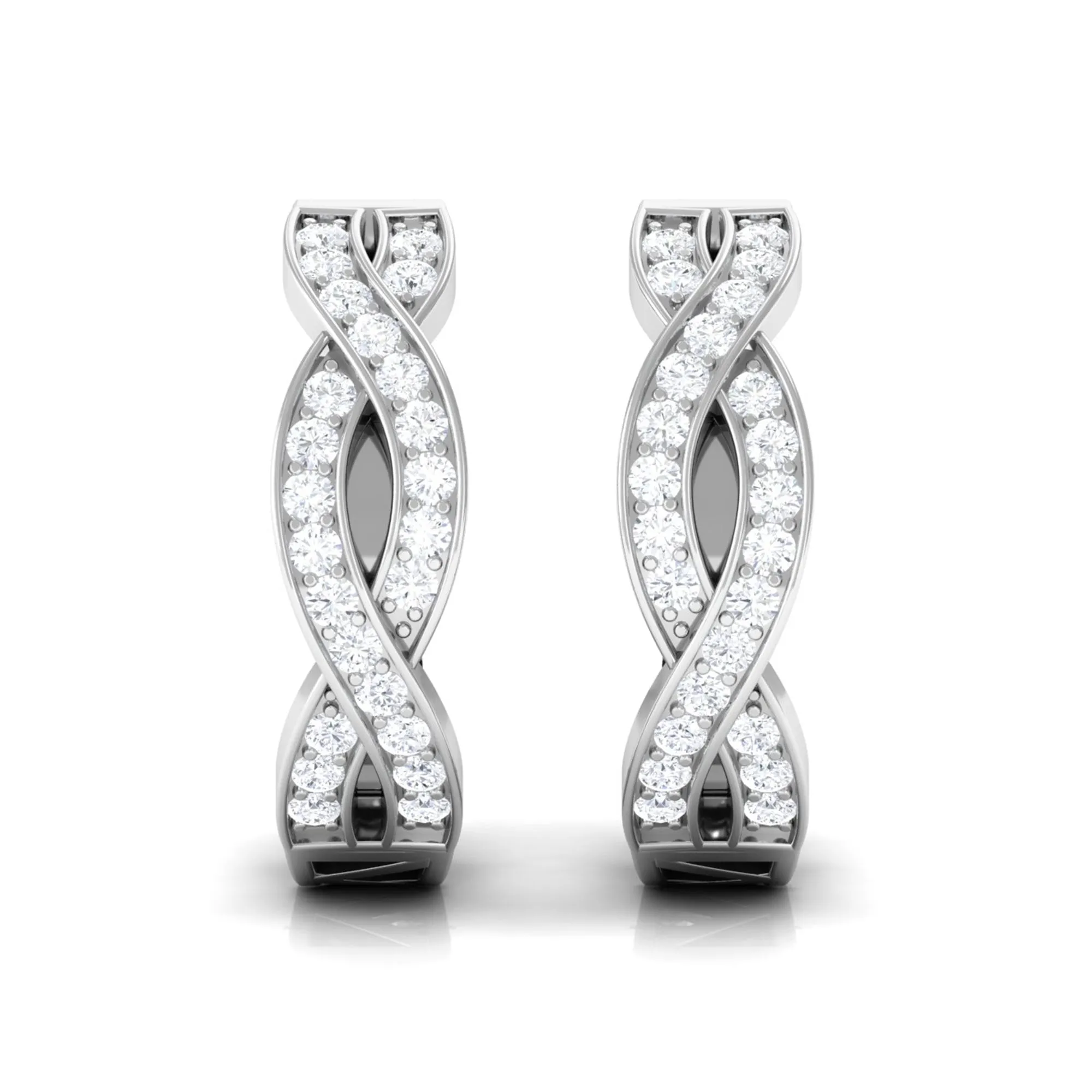 Round Diamond Infinity Hinged Hoop Earrings