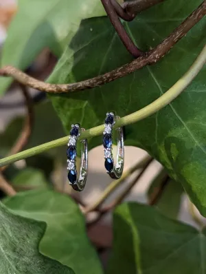 Sapphire and Diamond Hinged Hoop Earrings