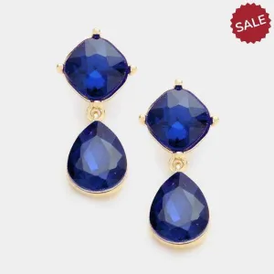 Sapphire Blue Crystal Teardrop Earrings