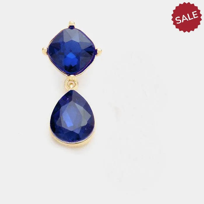 Sapphire Blue Crystal Teardrop Earrings