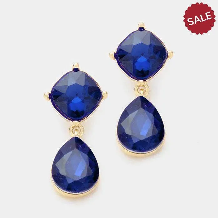 Sapphire Blue Crystal Teardrop Earrings