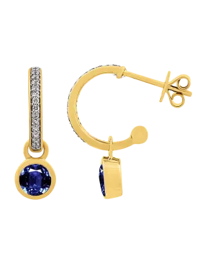 Sapphire Earrings - 10ct Yellow Gold Blue Sapphire & Diamond Earrings - 786272