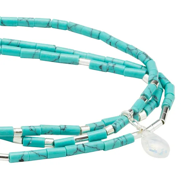 Scout Teardrop Stone Wrap Turquoise - Opalite - Silver - Stone Of Calm