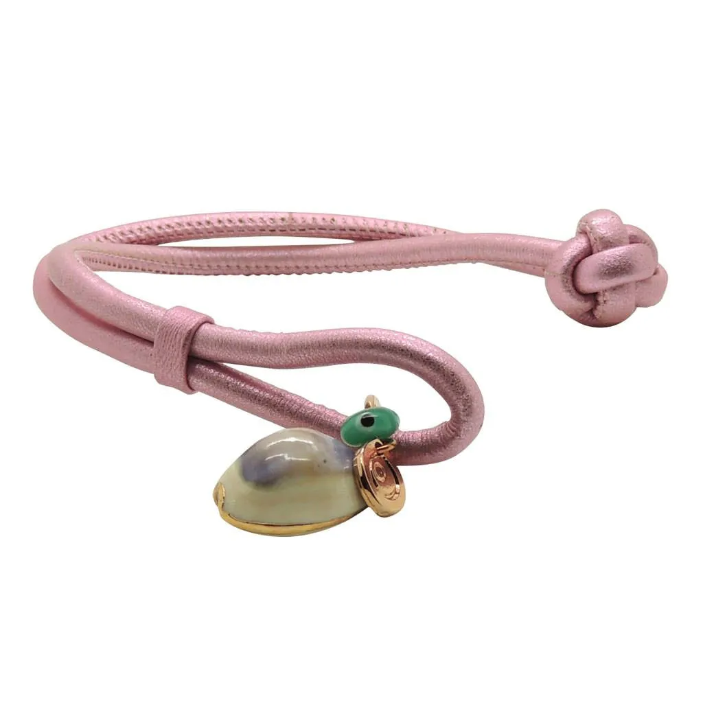 Seashell Charm Metallic Double Leather Cord Bracelet