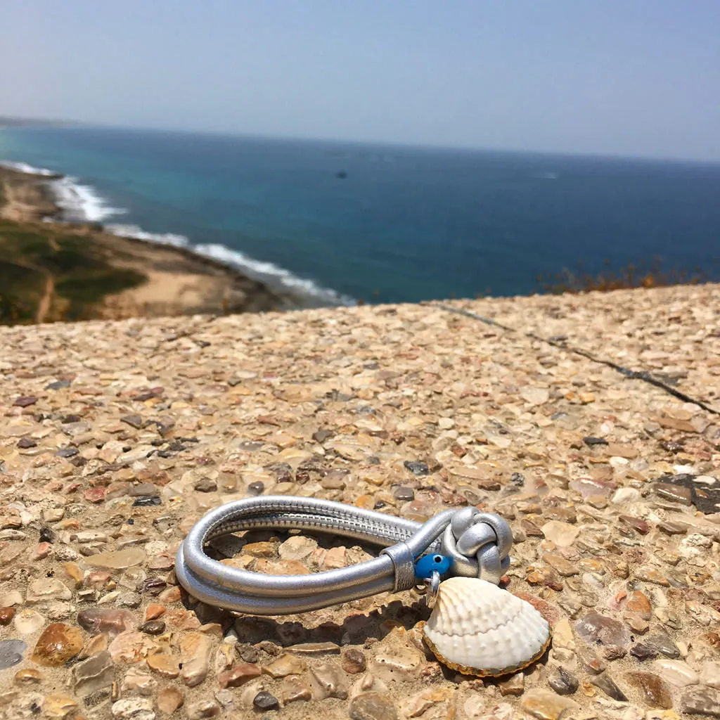 Seashell Charm Metallic Double Leather Cord Bracelet