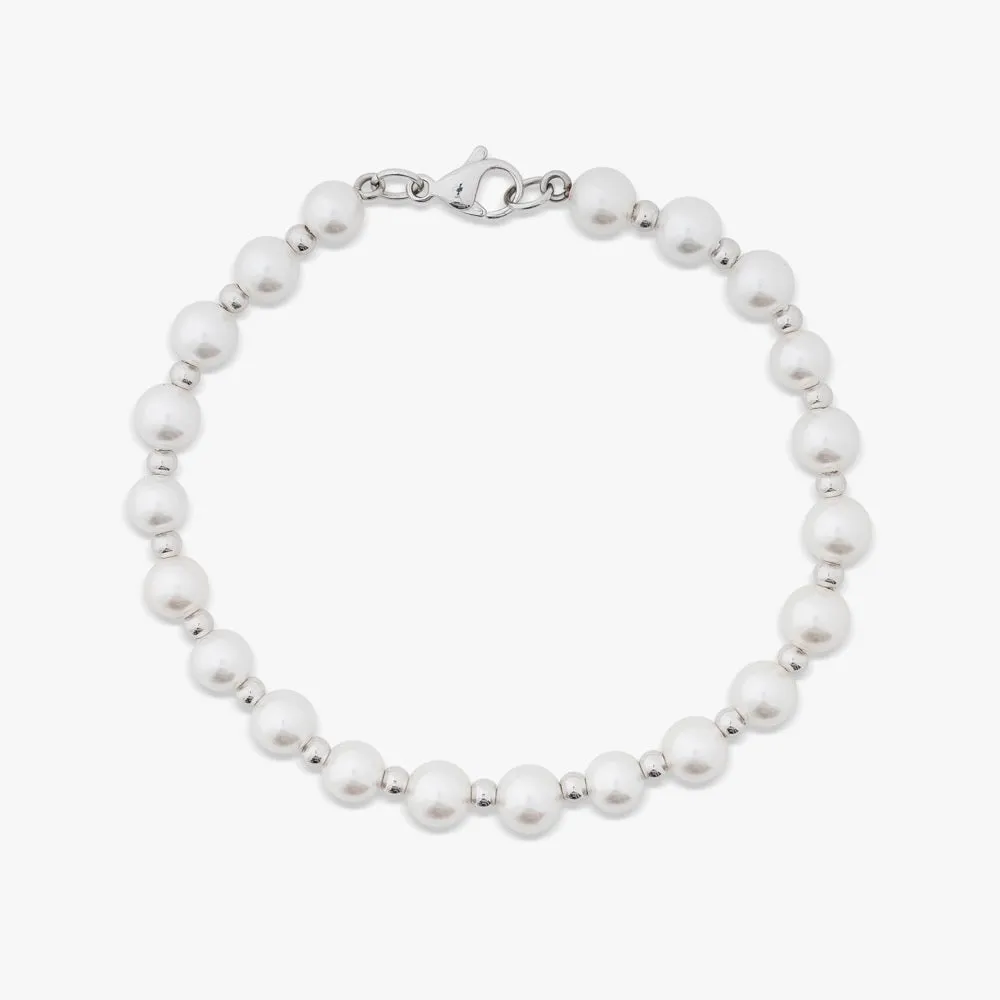 Semi Metallic Bead Pearl Bracelet