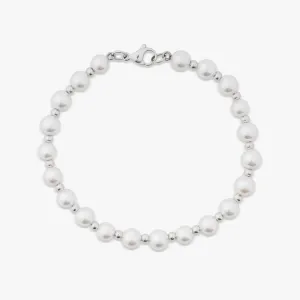 Semi Metallic Bead Pearl Bracelet