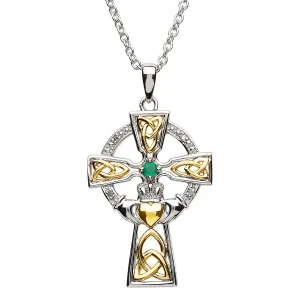 ShanOre Emerald and Diamond Claddagh Cross