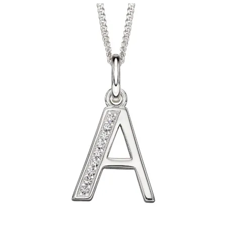 Silver and CZ Initial Pendants (A-Z)