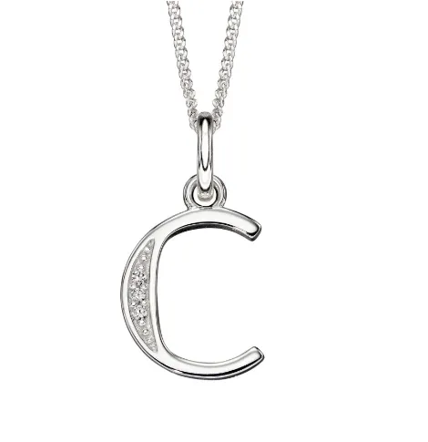 Silver and CZ Initial Pendants (A-Z)