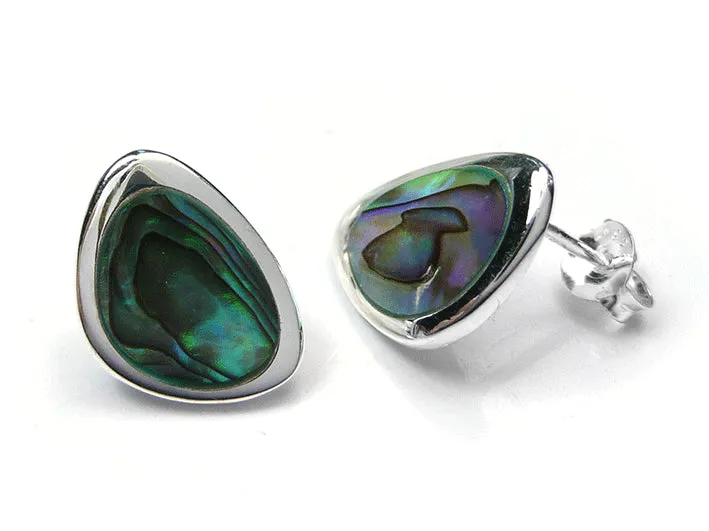 Silver Earrings - Paua Shell Large