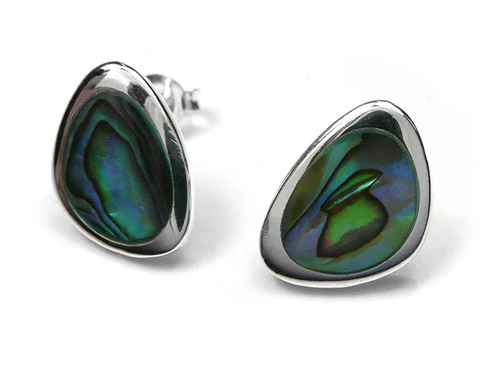 Silver Earrings - Paua Shell Large