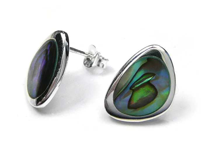 Silver Earrings - Paua Shell Large