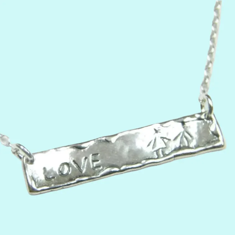 Silver necklace for woman engraved necklace "love"