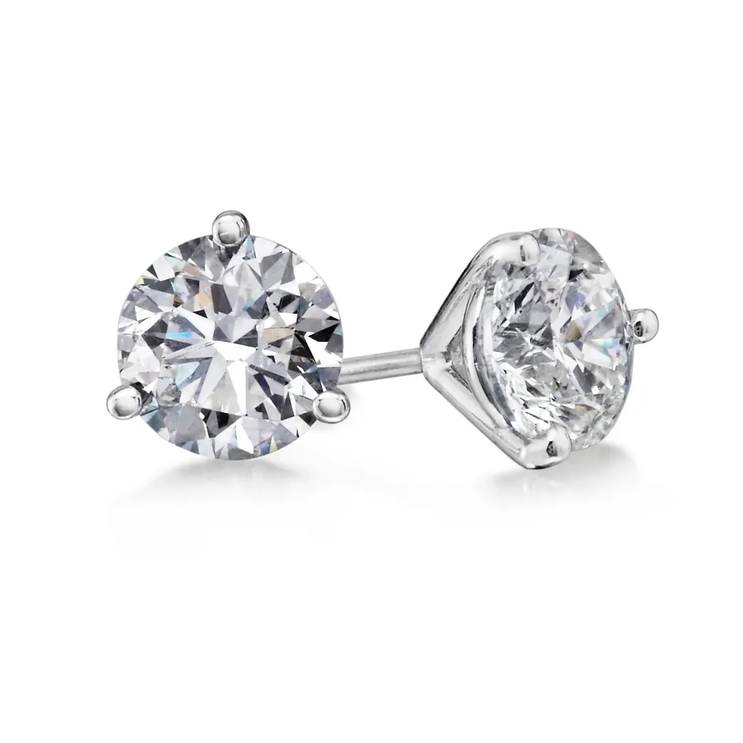 Sincerely, Springer's White Gold Three-Prong Martini Diamond Stud Earrings