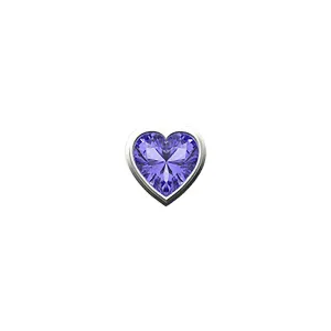 SKINNY SILVER PURPLE HEART CHARM (WHITE)