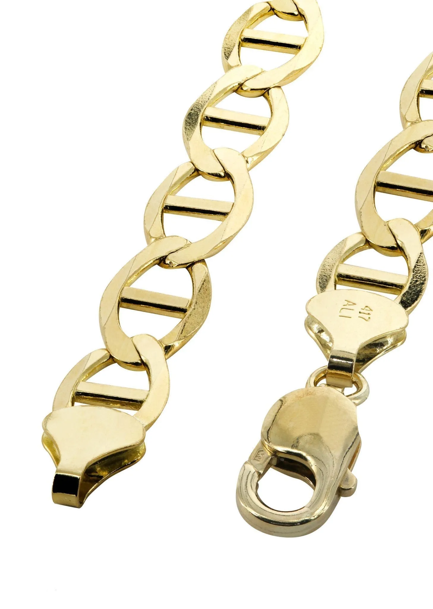 Solid Mens Mariner Bracelet 10K/14K Yellow Gold