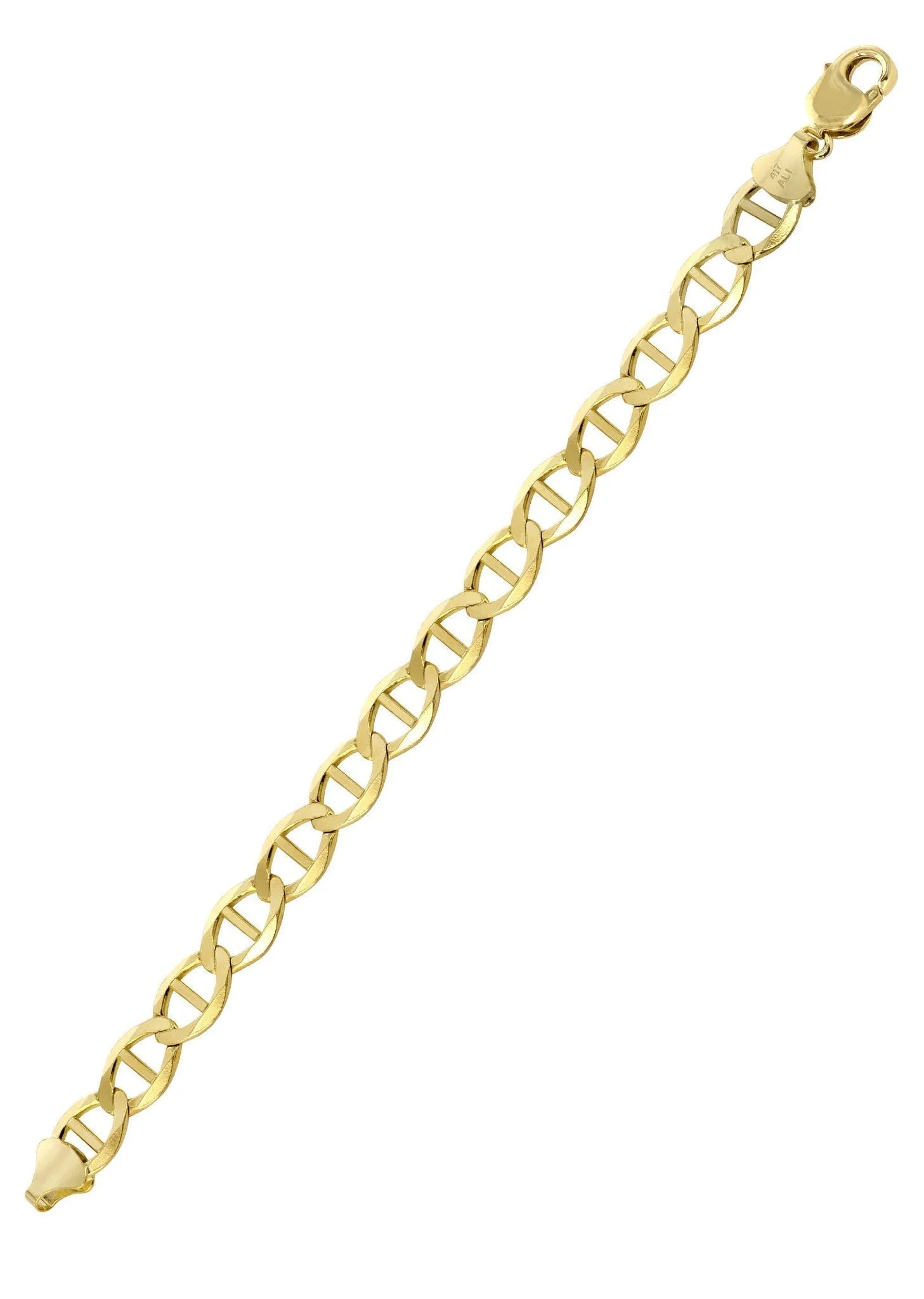 Solid Mens Mariner Bracelet 10K/14K Yellow Gold