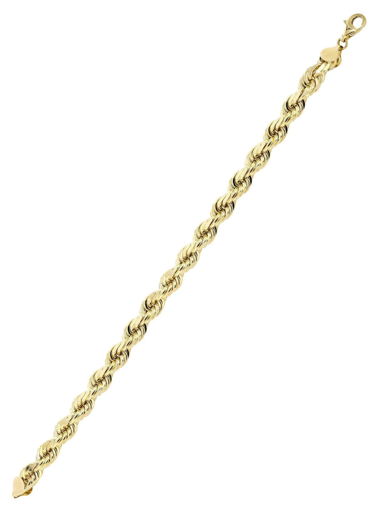 Solid Mens Rope Bracelet 10K/14K Yellow Gold