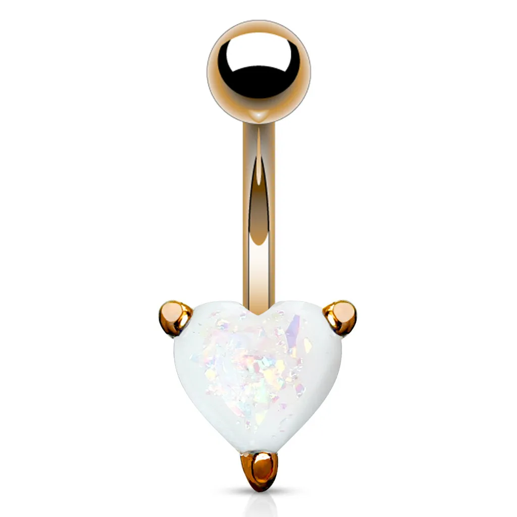 Solitaire Romeo Opal Belly Rings with Rose Gold Plating