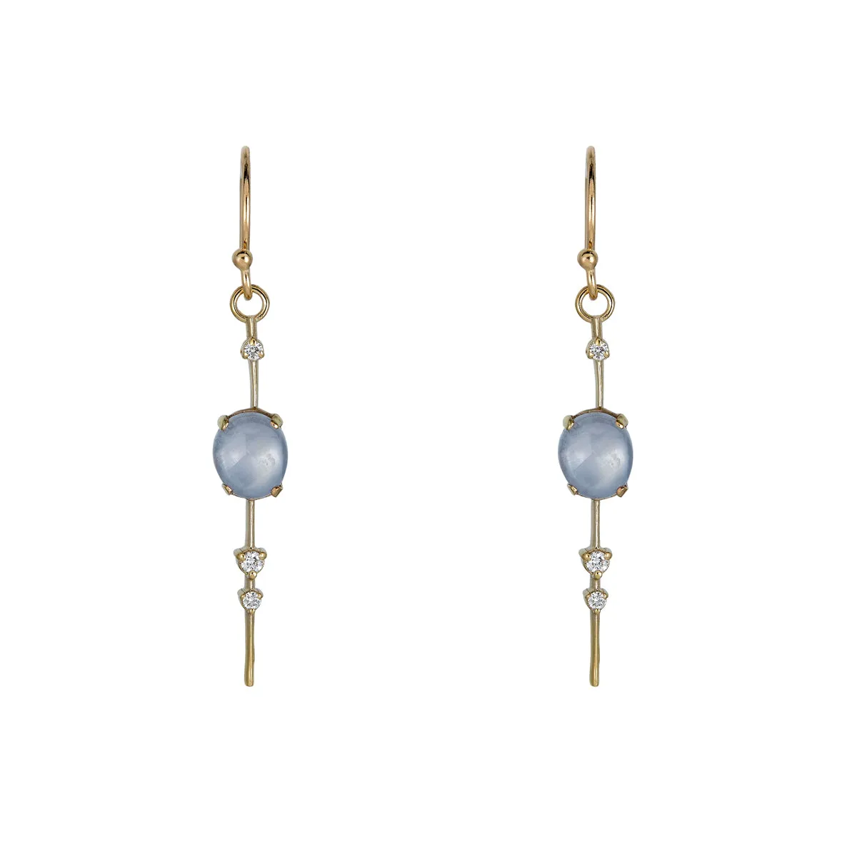 Star Sapphire & Diamond Pendulum Earrings