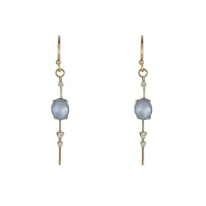 Star Sapphire & Diamond Pendulum Earrings