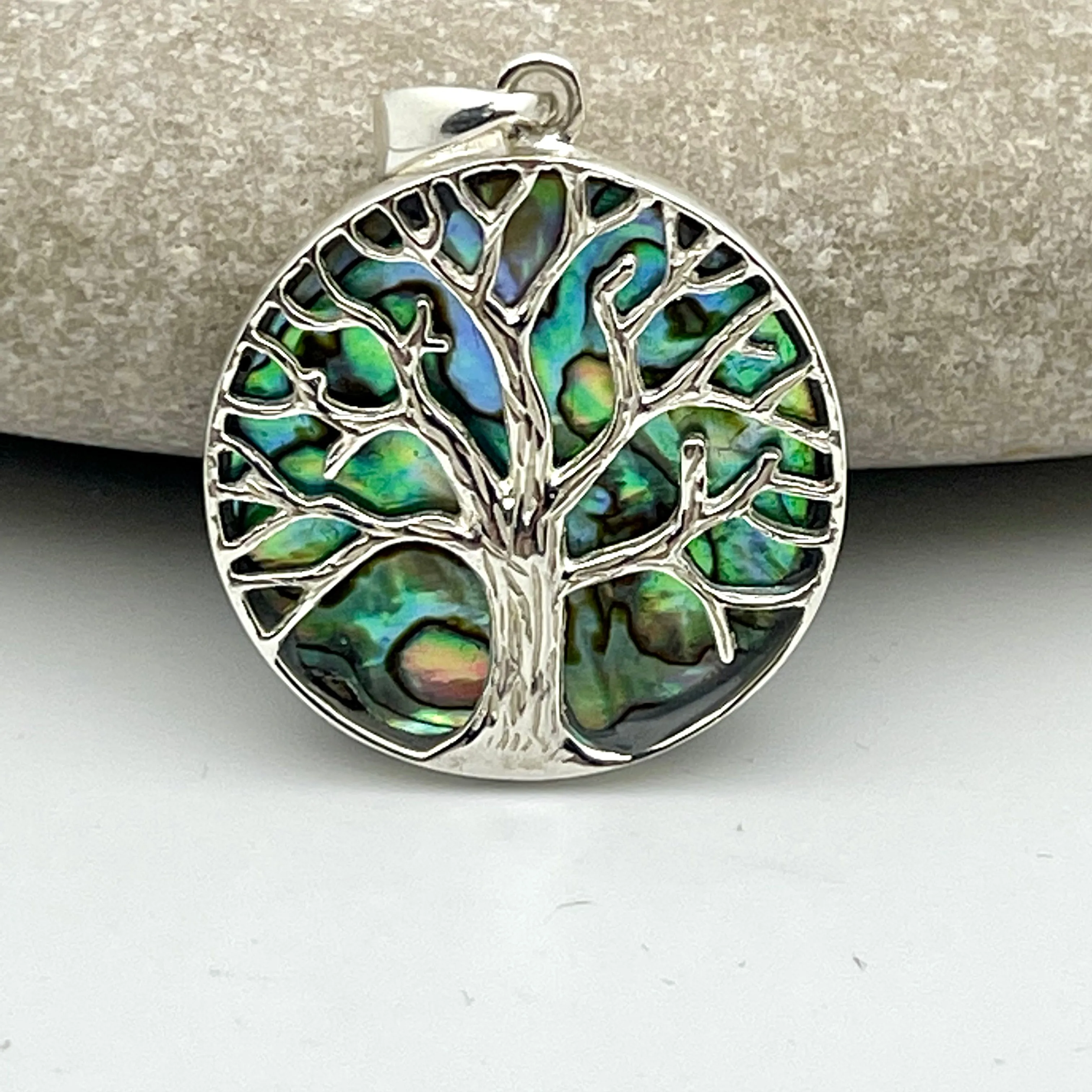 Sterling Silver Abalone Tree of Life Pendant