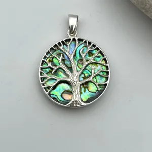 Sterling Silver Abalone Tree of Life Pendant