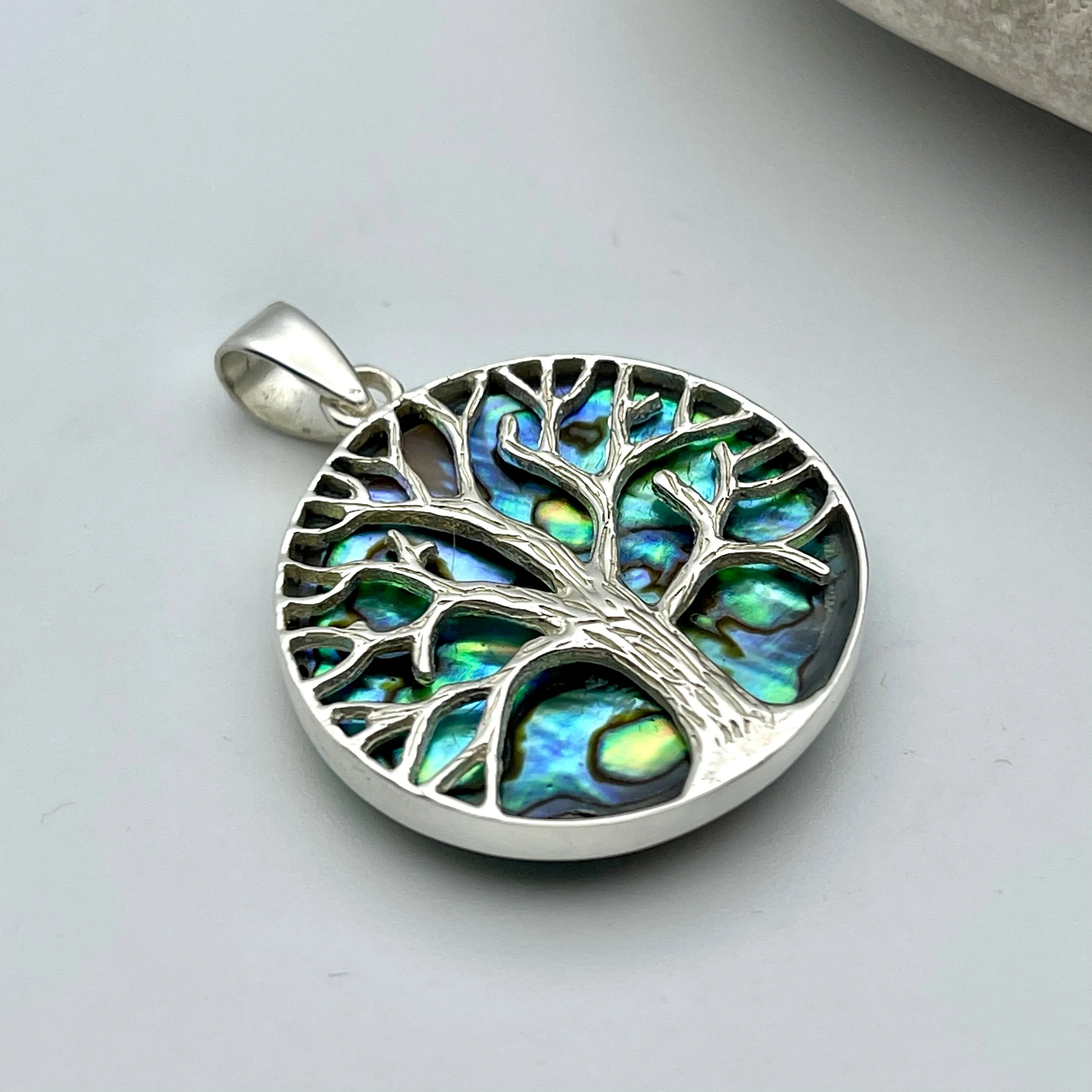 Sterling Silver Abalone Tree of Life Pendant