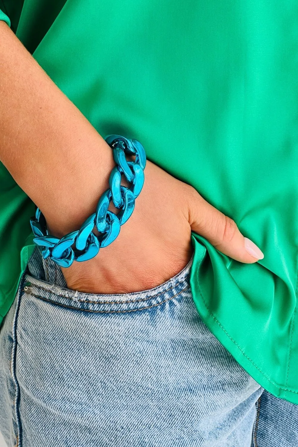 The MET CHAIN Bracelet - Metallic Blue