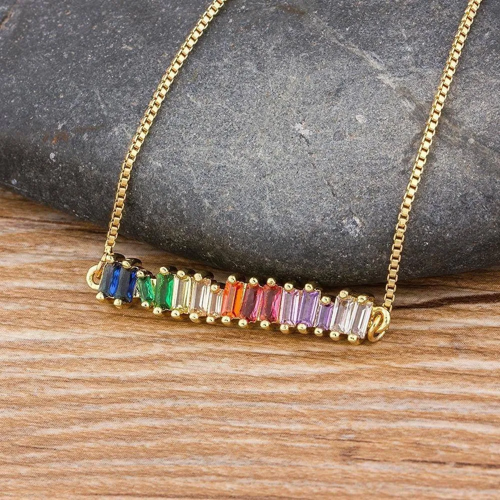 The Rainbow Emerald Cut Necklace