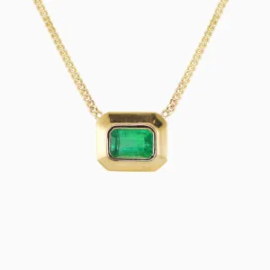 Thick Emerald Bezel Necklace