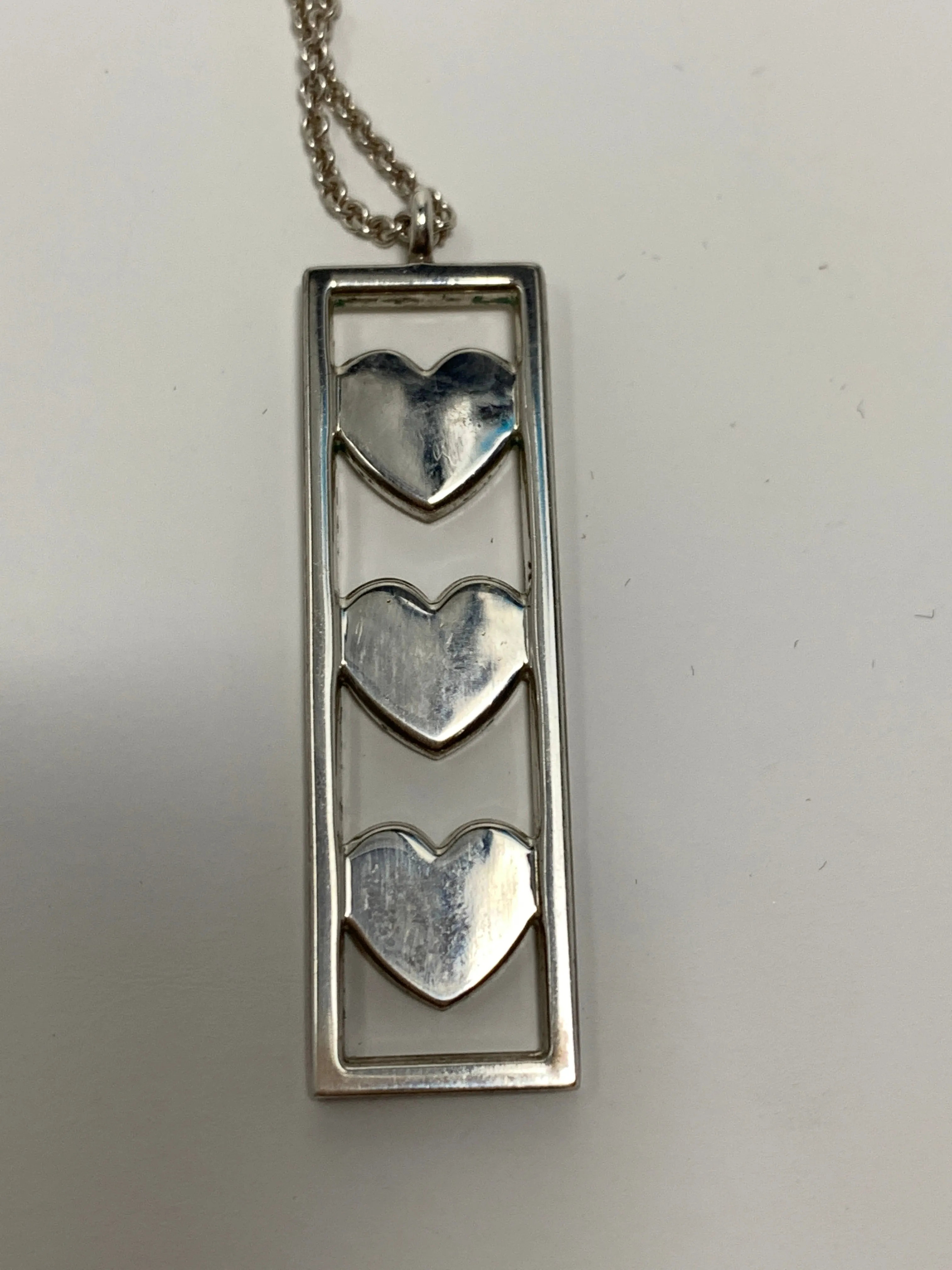 Tiffany Sterling Silver 3 Heart Pendant Necklace!