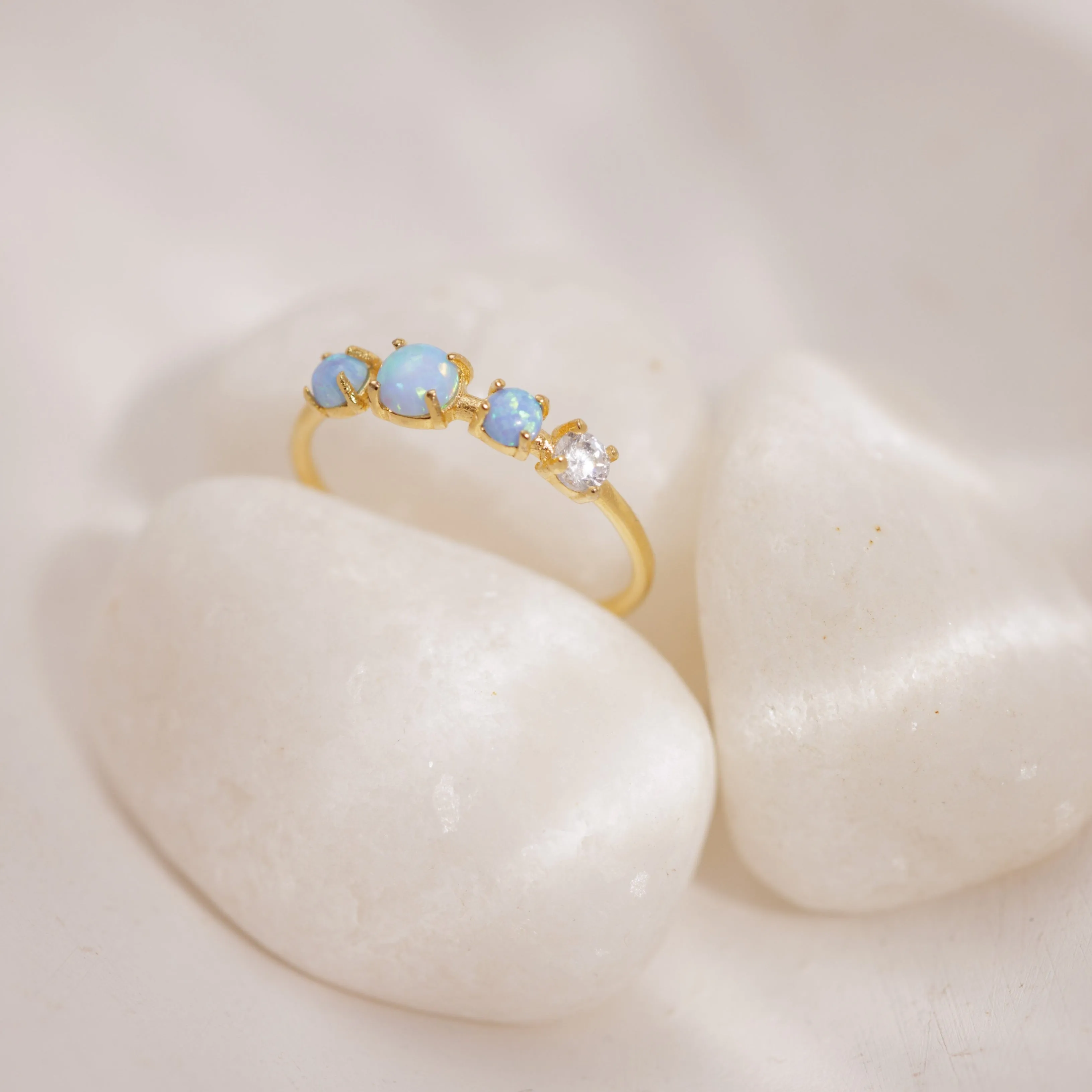 Triple Opal Cz Ring