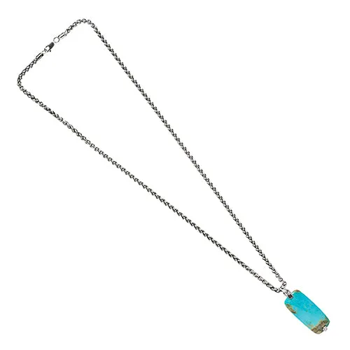 Turquoise Gemstone Tag Pendant Necklace