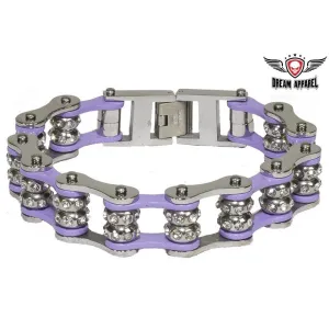 Violet Motorcycle Chain Bracelet with Gemstones BRD2