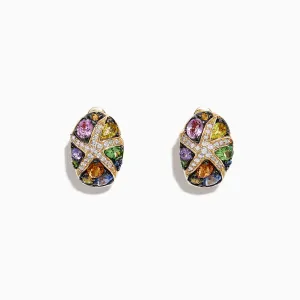 Watercolors 14K Yellow Gold Sapphire & Diamond Earrings, 3.01 TCW