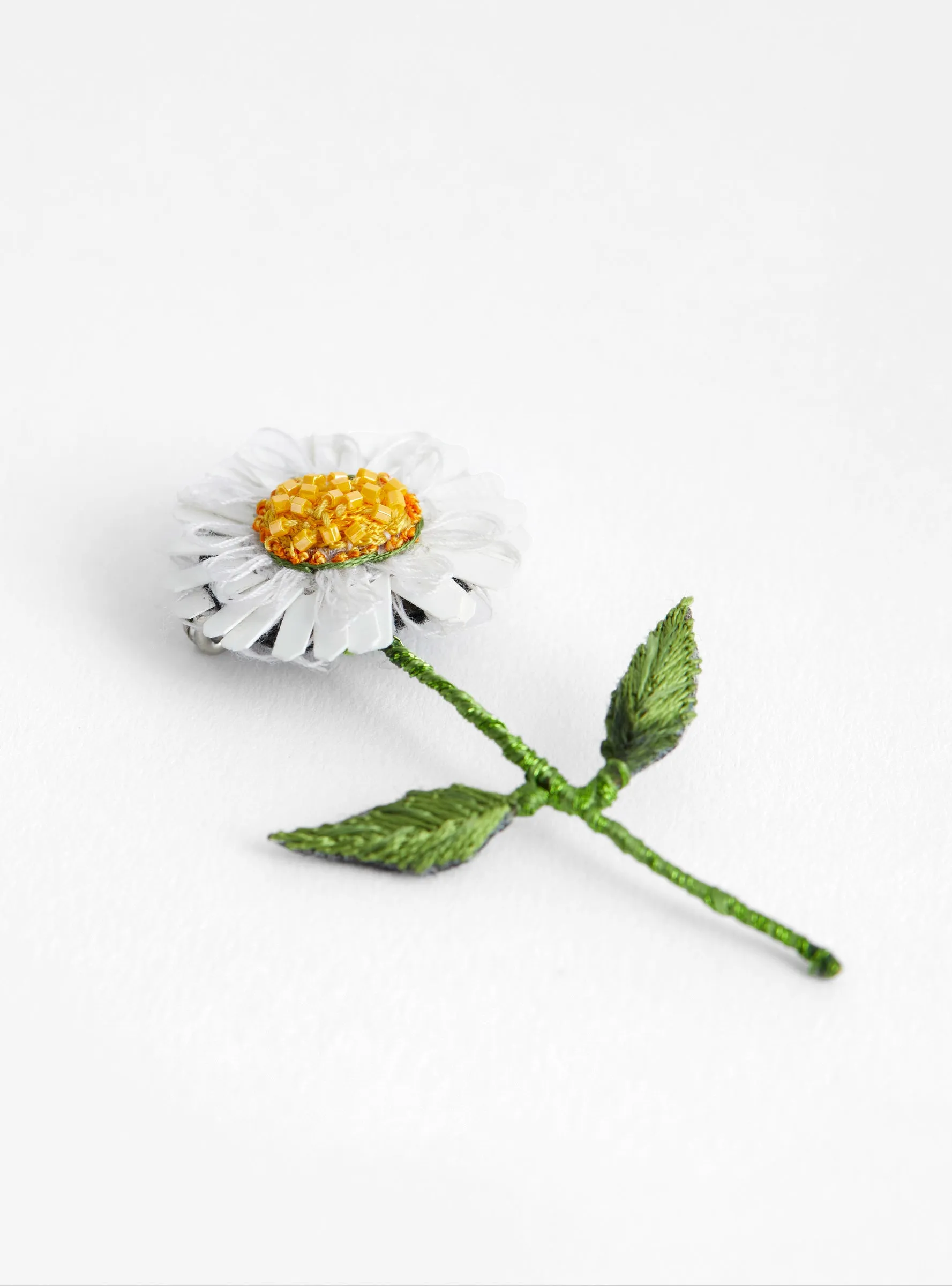 White Daisy Brooch