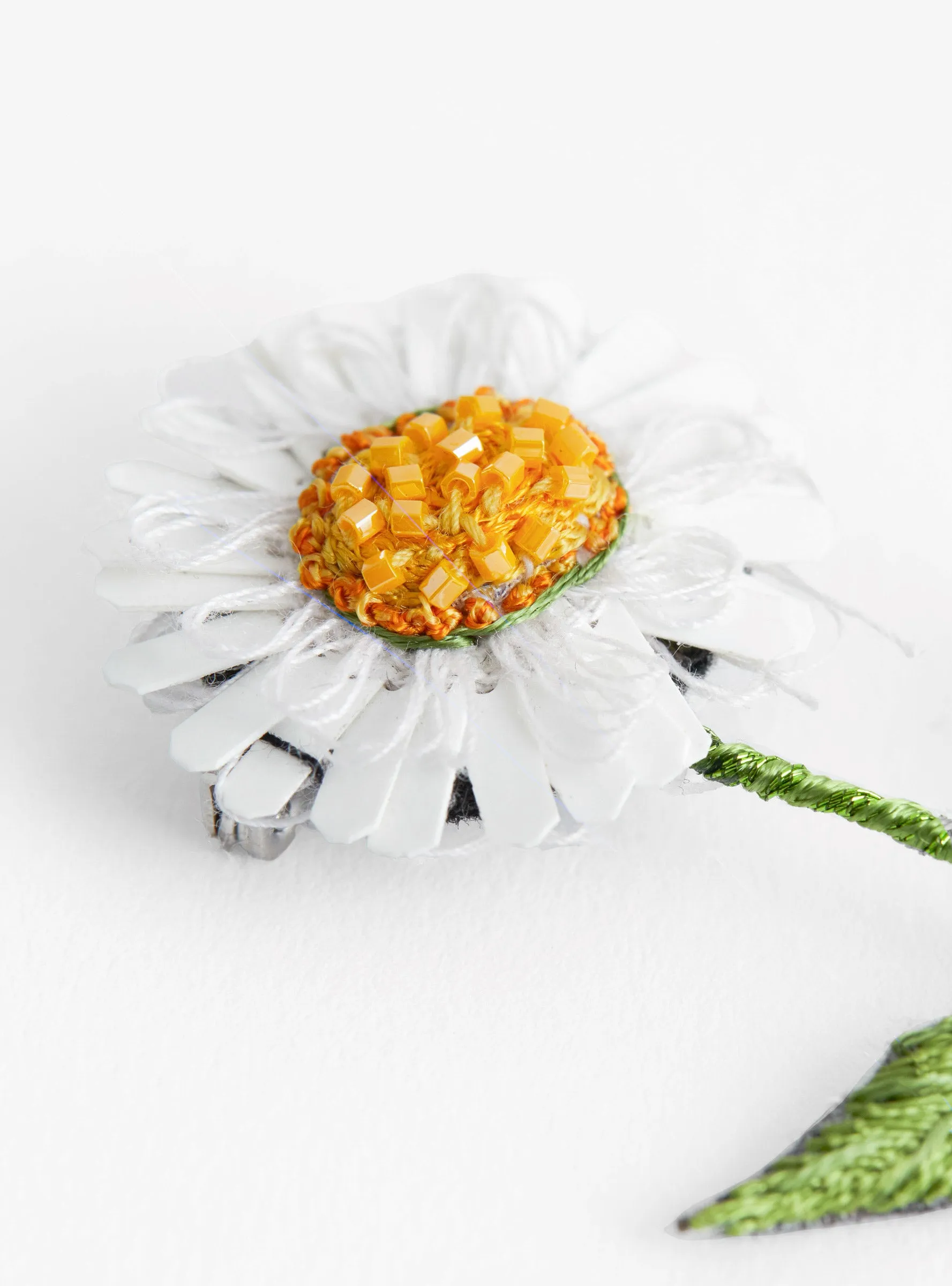 White Daisy Brooch