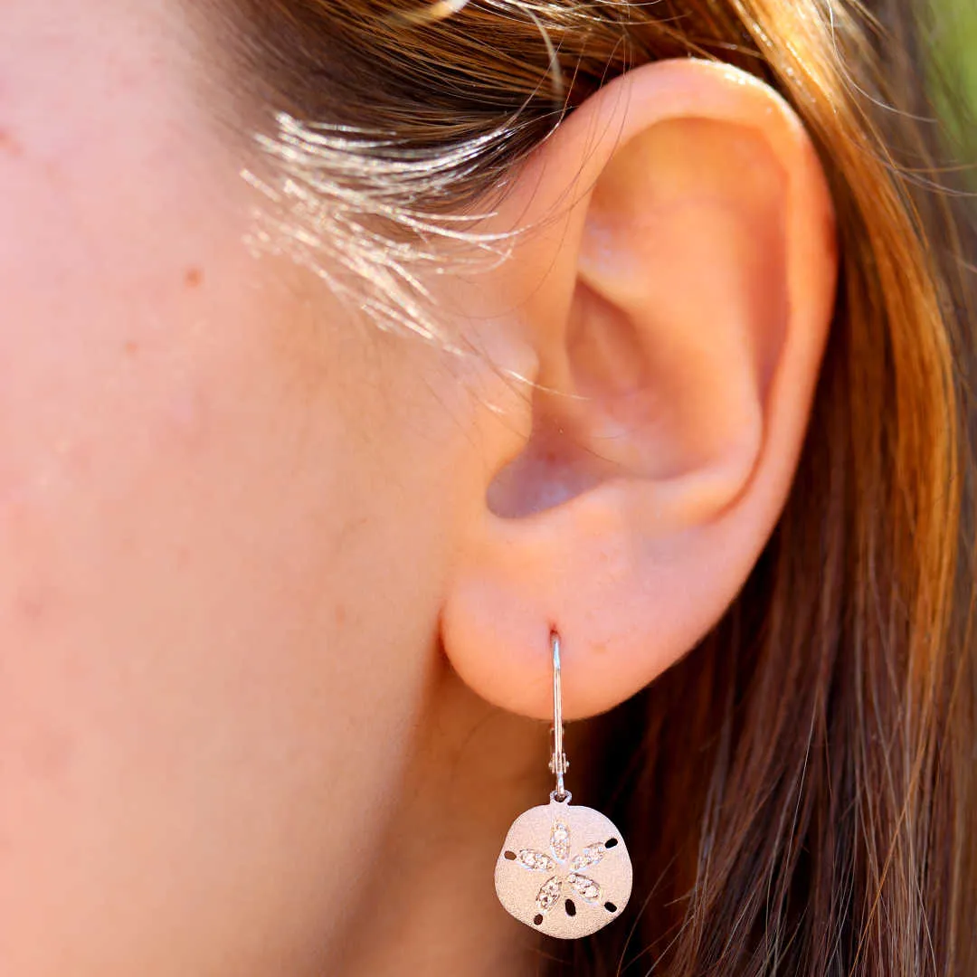 White Sapphire Sand Dollar Drop Earrings