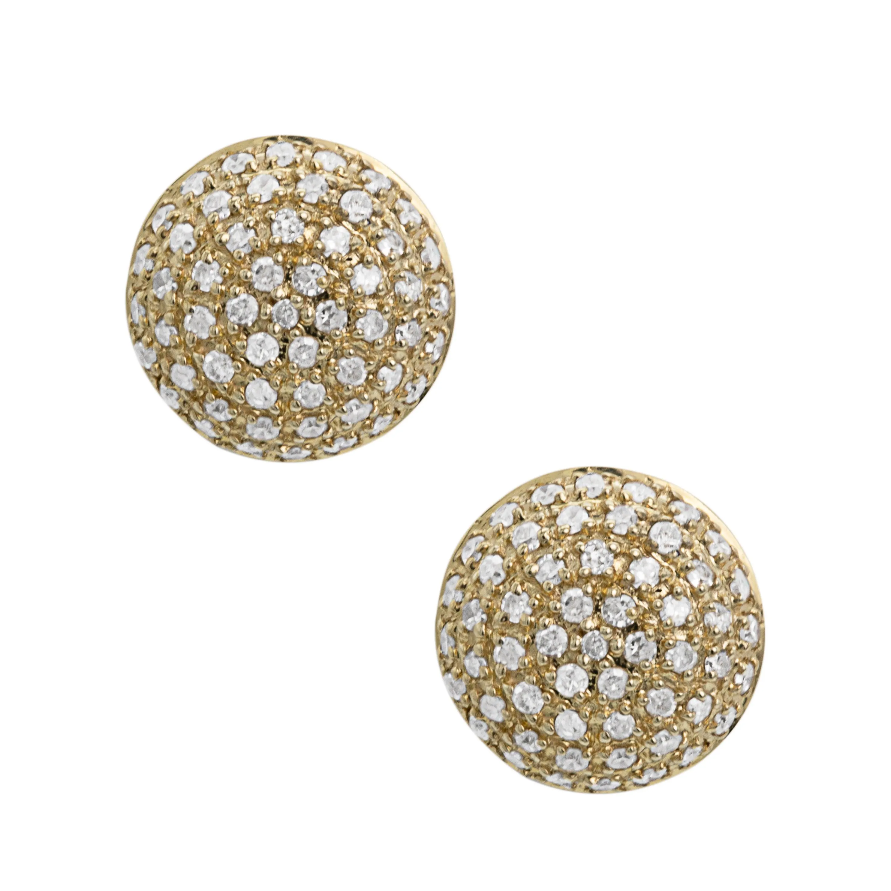 Women's Diamond Pave Stud Earrings 0.32ct 10K Yellow Gold